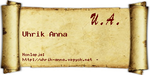 Uhrik Anna névjegykártya